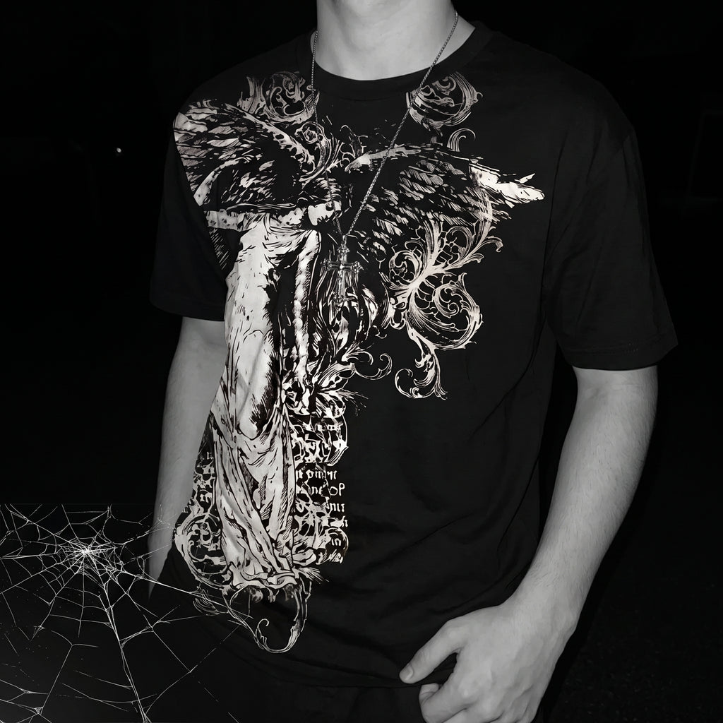 Camiseta Y2k Vintage Estampa Esqueleto Dual-Sleeve