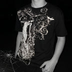 Camiseta Y2k Vintage Estampa Esqueleto Dual-Sleeve