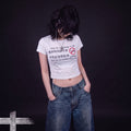 Camiseta Emo Punk Y2K Estampa Satírica "No Smoking"