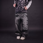 Calça Jeans Baggy Wide Leg Y2K com Letreiros