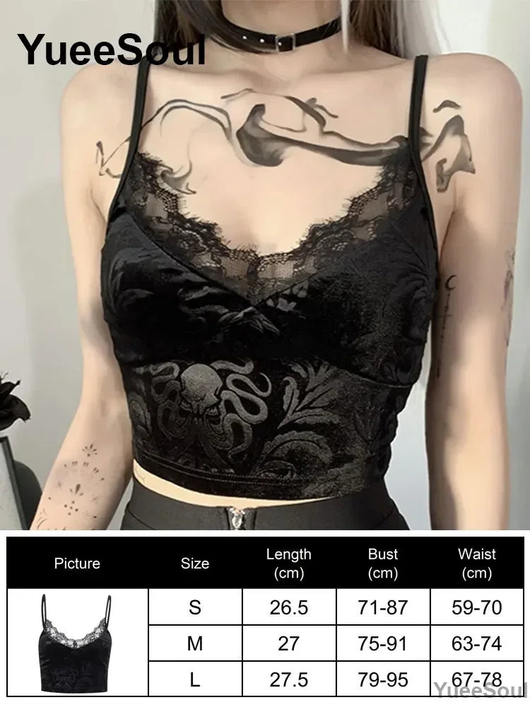 Cropped Gótico de Renda e Malha Y2K Fairycore