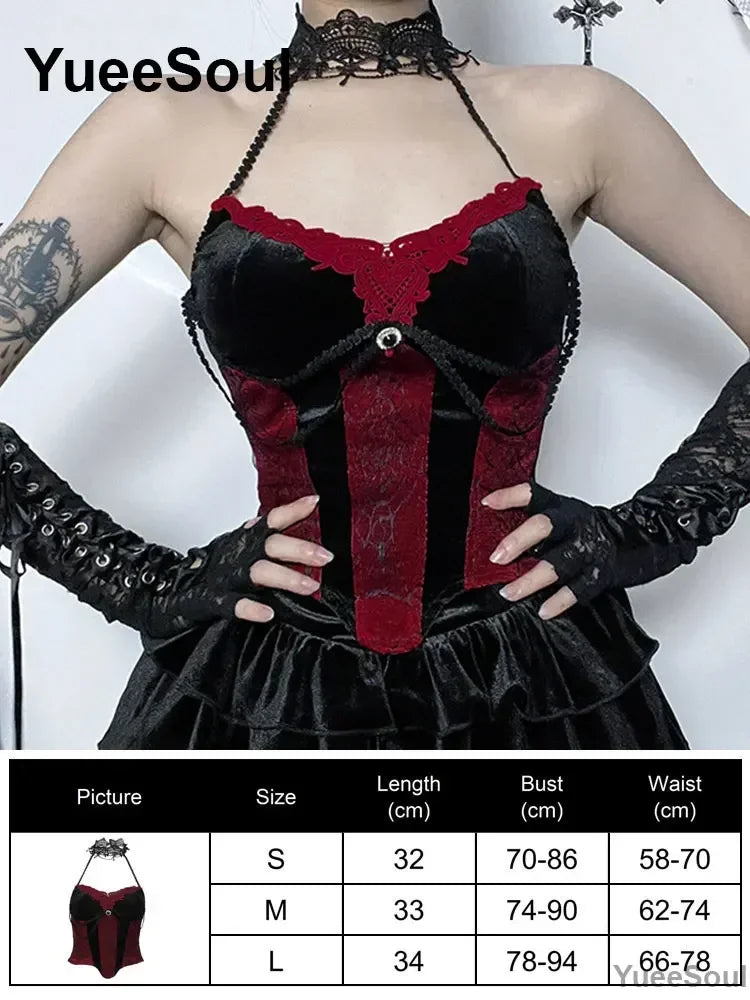 Cropped Gótico de Renda e Malha Y2K Fairycore