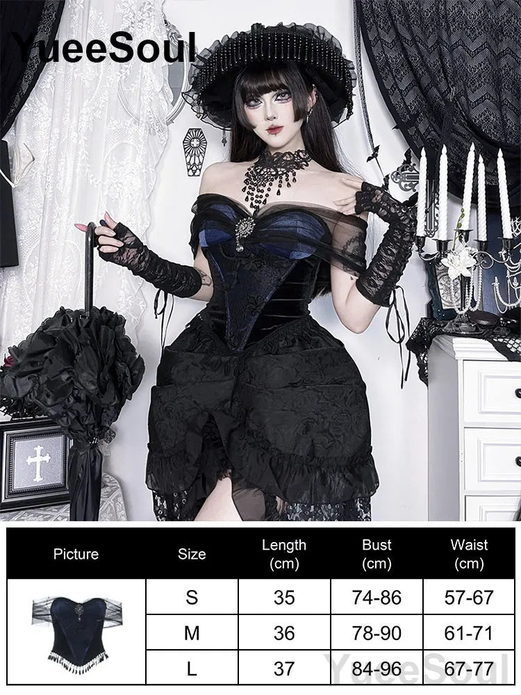 Cropped Gótico de Renda e Malha Y2K Fairycore