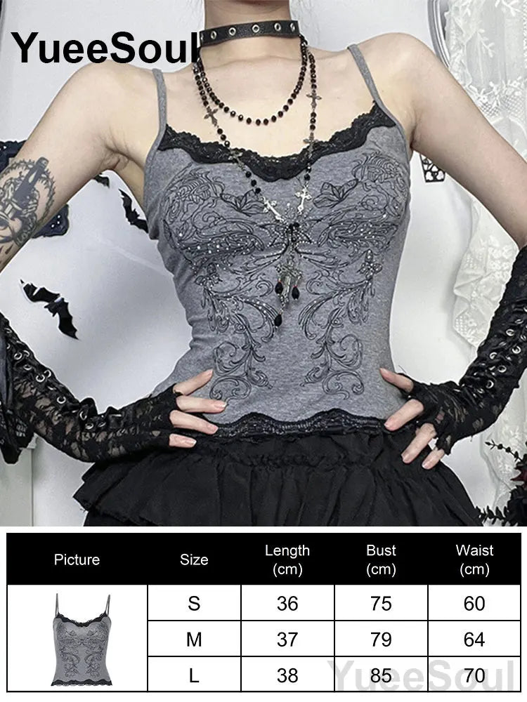 Cropped Gótico de Renda e Malha Y2K Fairycore