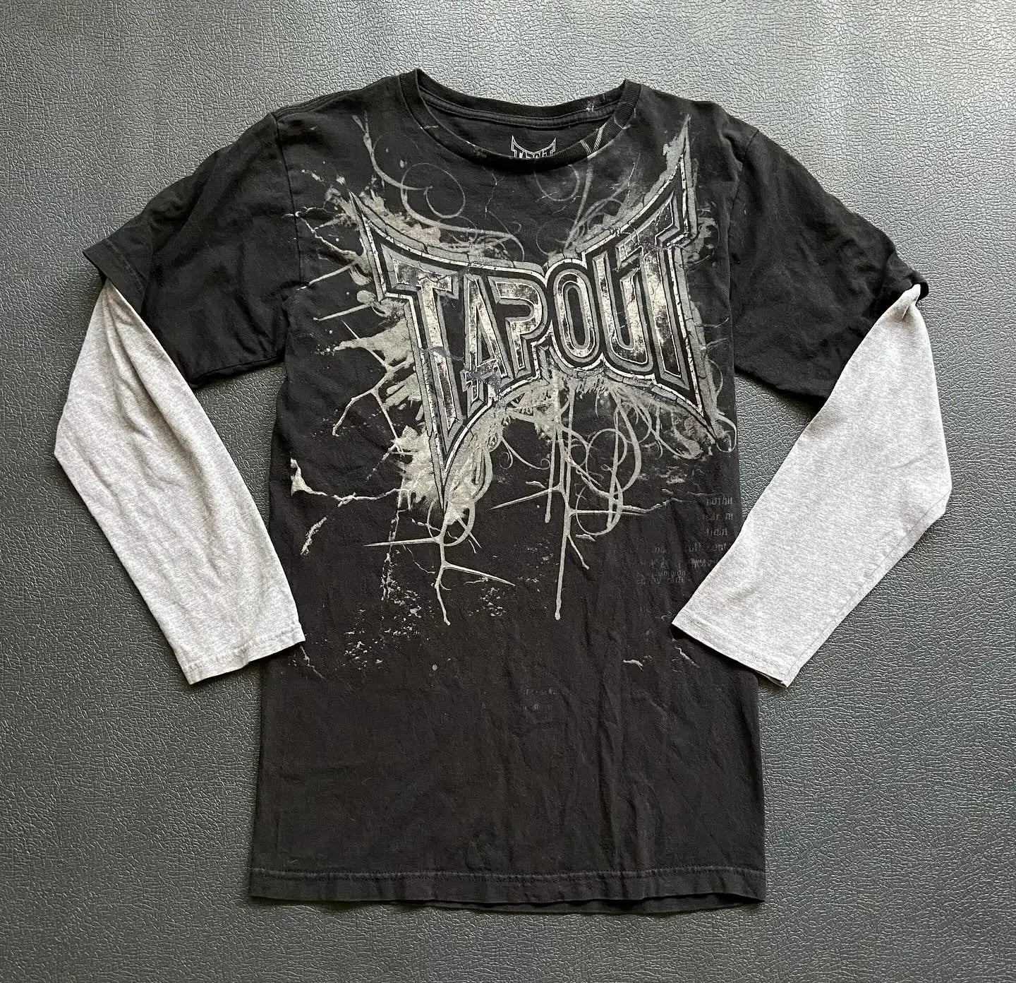 Camiseta Y2k Vintage Estampa Esqueleto Dual-Sleeve