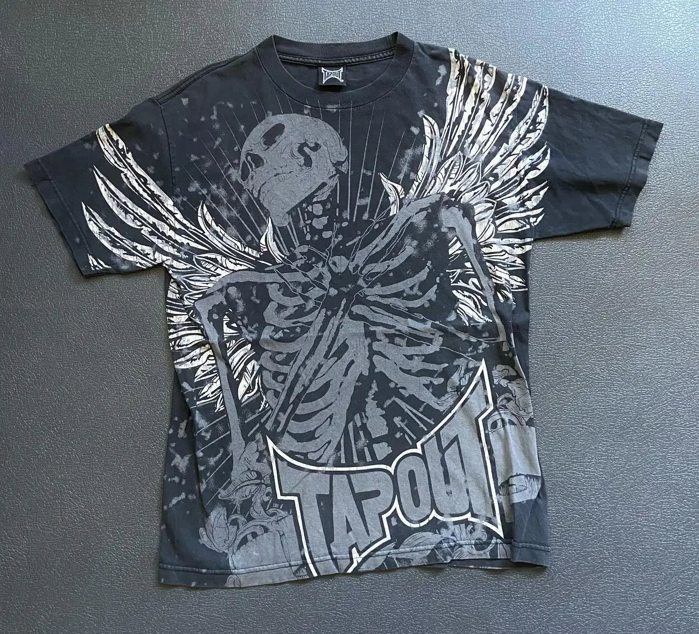 Camiseta Y2k Vintage Estampa Esqueleto Dual-Sleeve