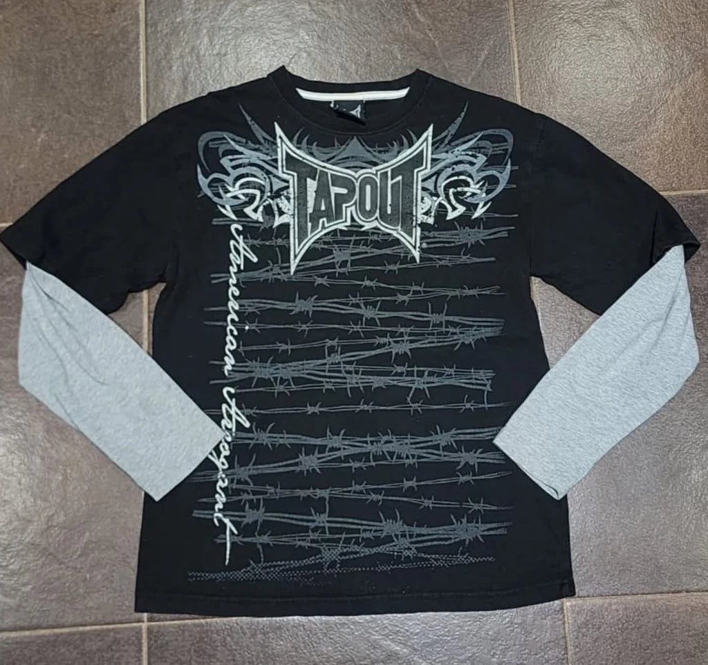 Camiseta Y2k Vintage Estampa Esqueleto Dual-Sleeve