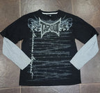 Camiseta Y2k Vintage Estampa Esqueleto Dual-Sleeve