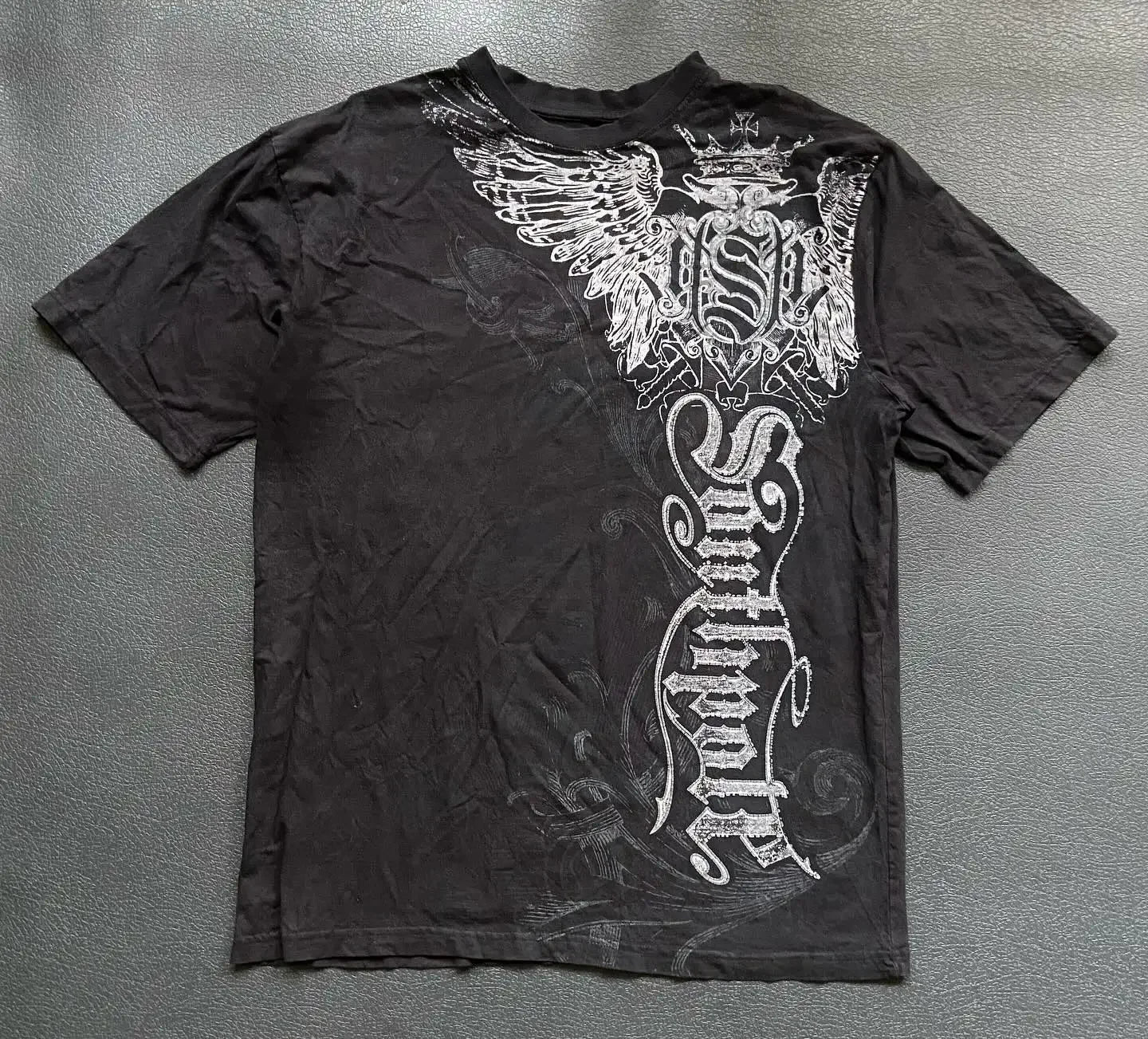 Camiseta Y2k Vintage Estampa Esqueleto Dual-Sleeve