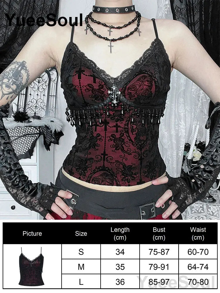 Cropped Gótico de Renda e Malha Y2K Fairycore