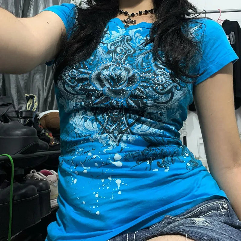 T-Shirt Baby Look Y2K Estética Harajuku