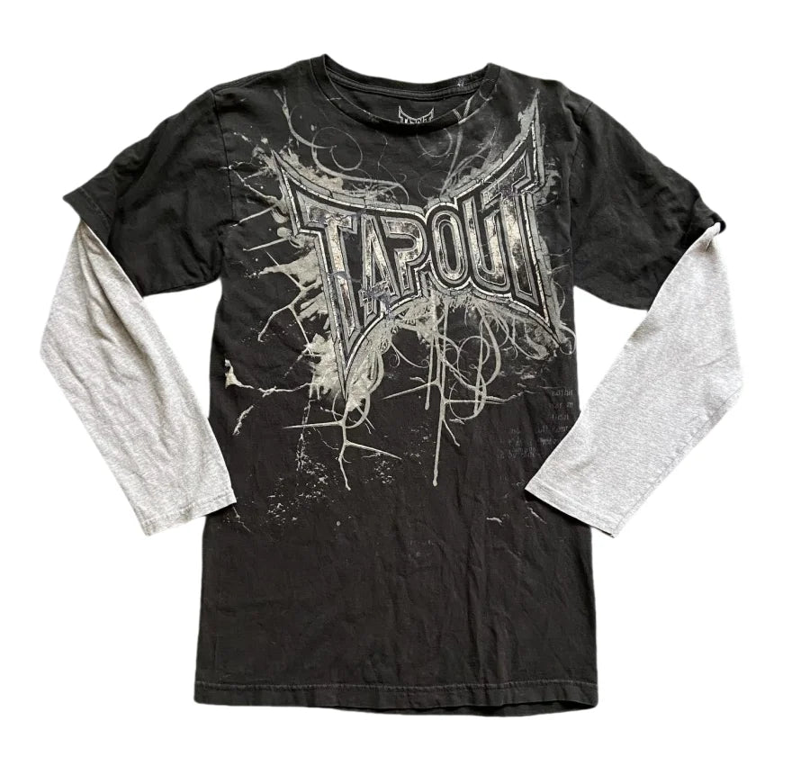 Camiseta Y2k Vintage Estampa Esqueleto Dual-Sleeve