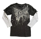 Camiseta Y2k Vintage Estampa Esqueleto Dual-Sleeve