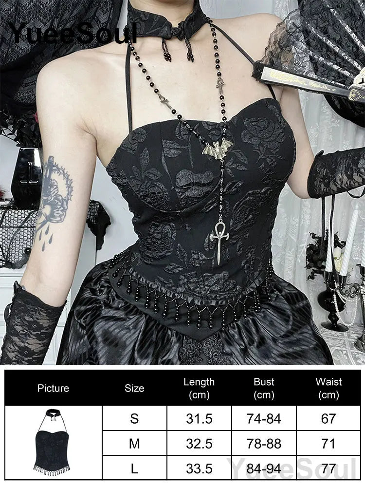 Cropped Gótico de Renda e Malha Y2K Fairycore