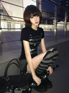 Camiseta Cropped Estampa Musical Y2k