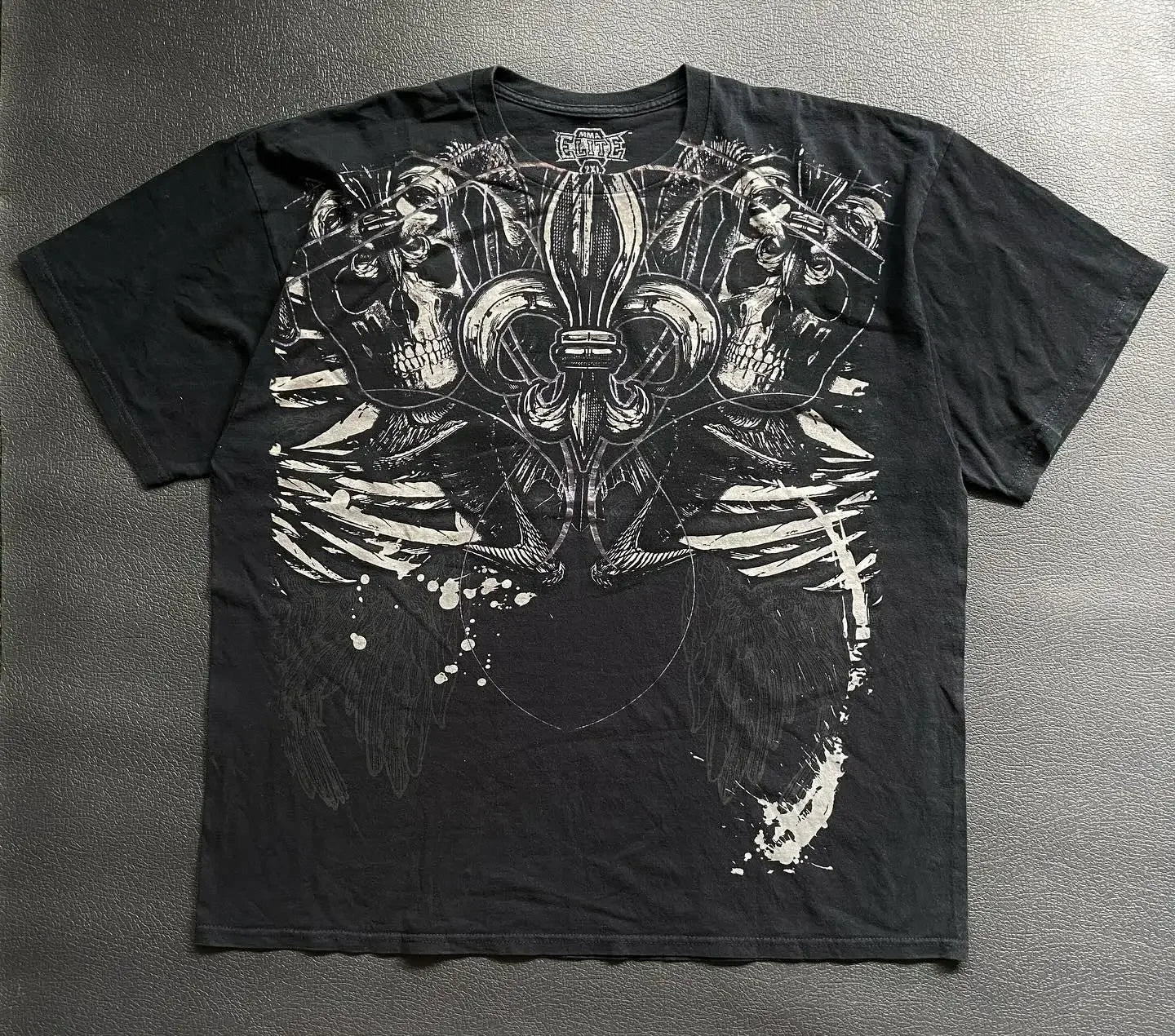 Camiseta Y2k Vintage Estampa Esqueleto Dual-Sleeve