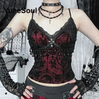 Cropped Gótico de Renda e Malha Y2K Fairycore