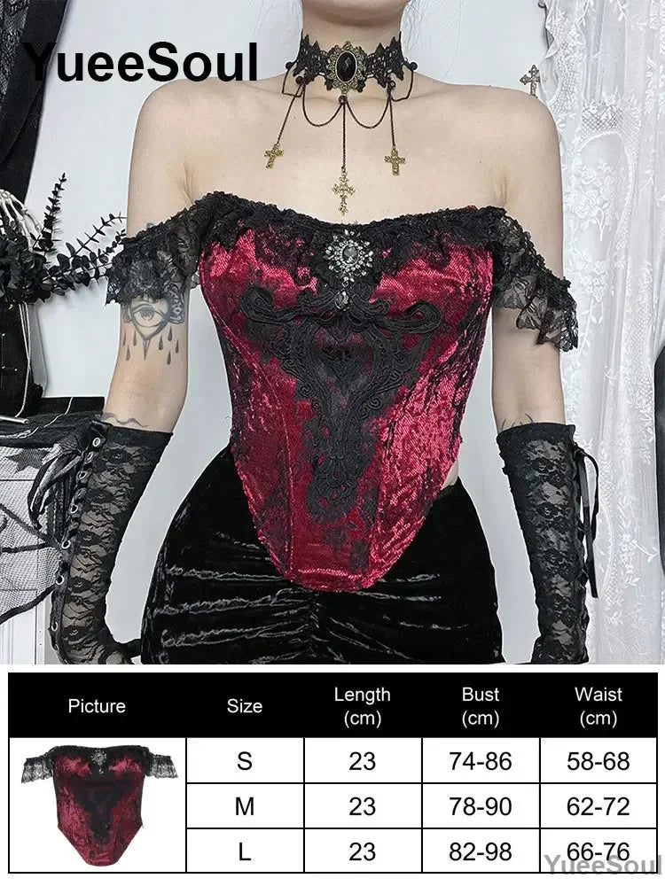 Cropped Gótico de Renda e Malha Y2K Fairycore
