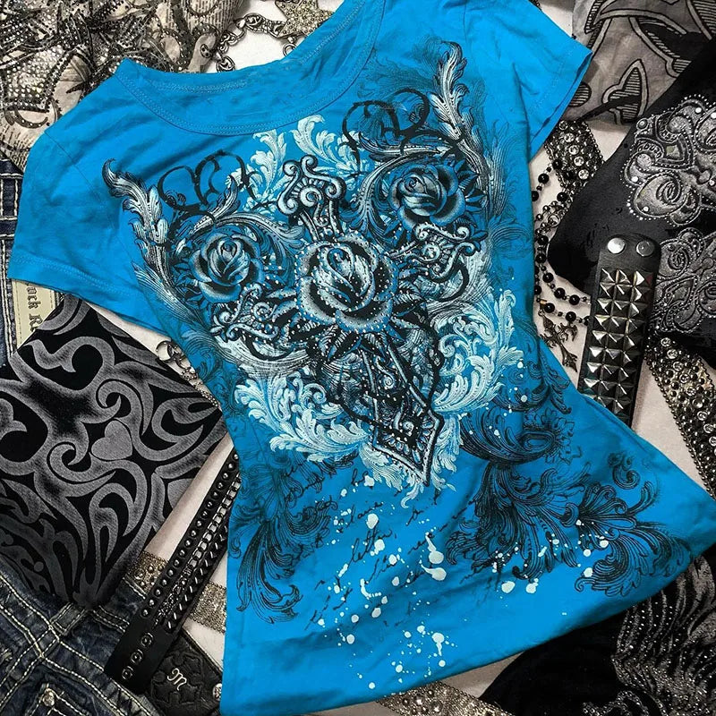 T-Shirt Baby Look Y2K Estética Harajuku