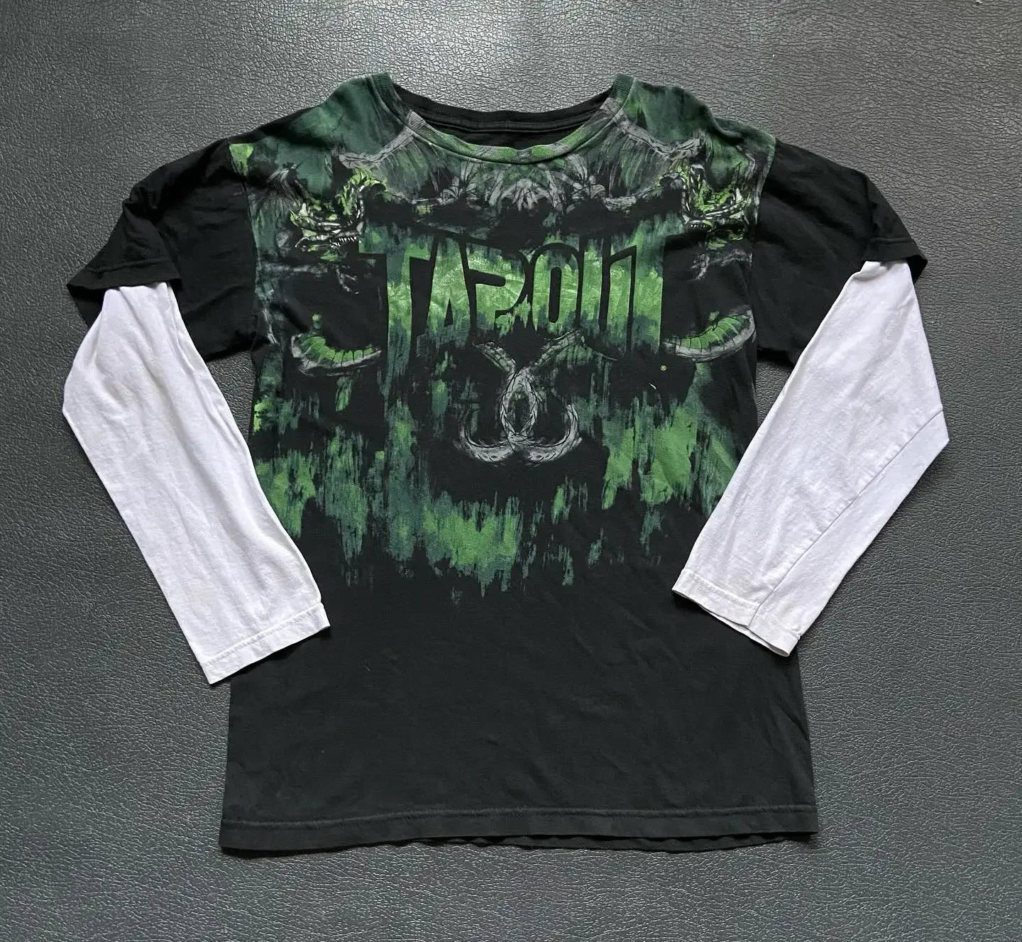 Camiseta Y2k Vintage Estampa Esqueleto Dual-Sleeve
