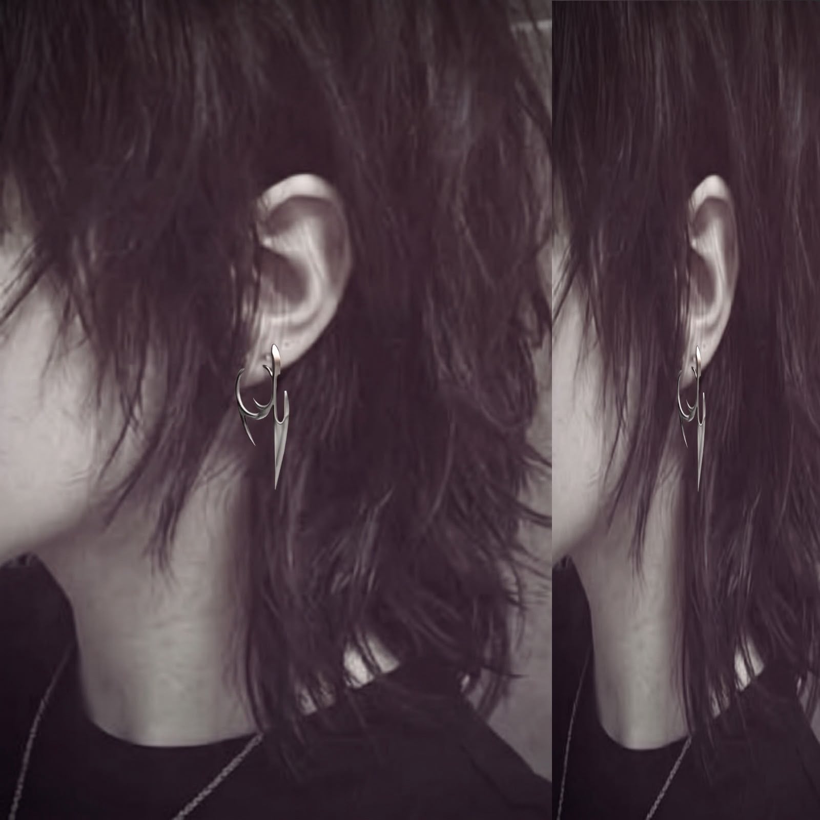 Brinco Ear Cuff Punk de Correntes com Cruz Pendente