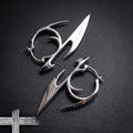 Brinco Ear Cuff Punk de Correntes com Cruz Pendente