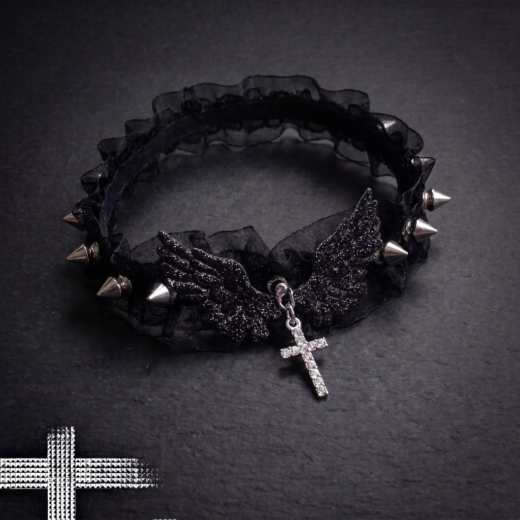 Choker Gótico de Renda Lolita "Dark Heart"