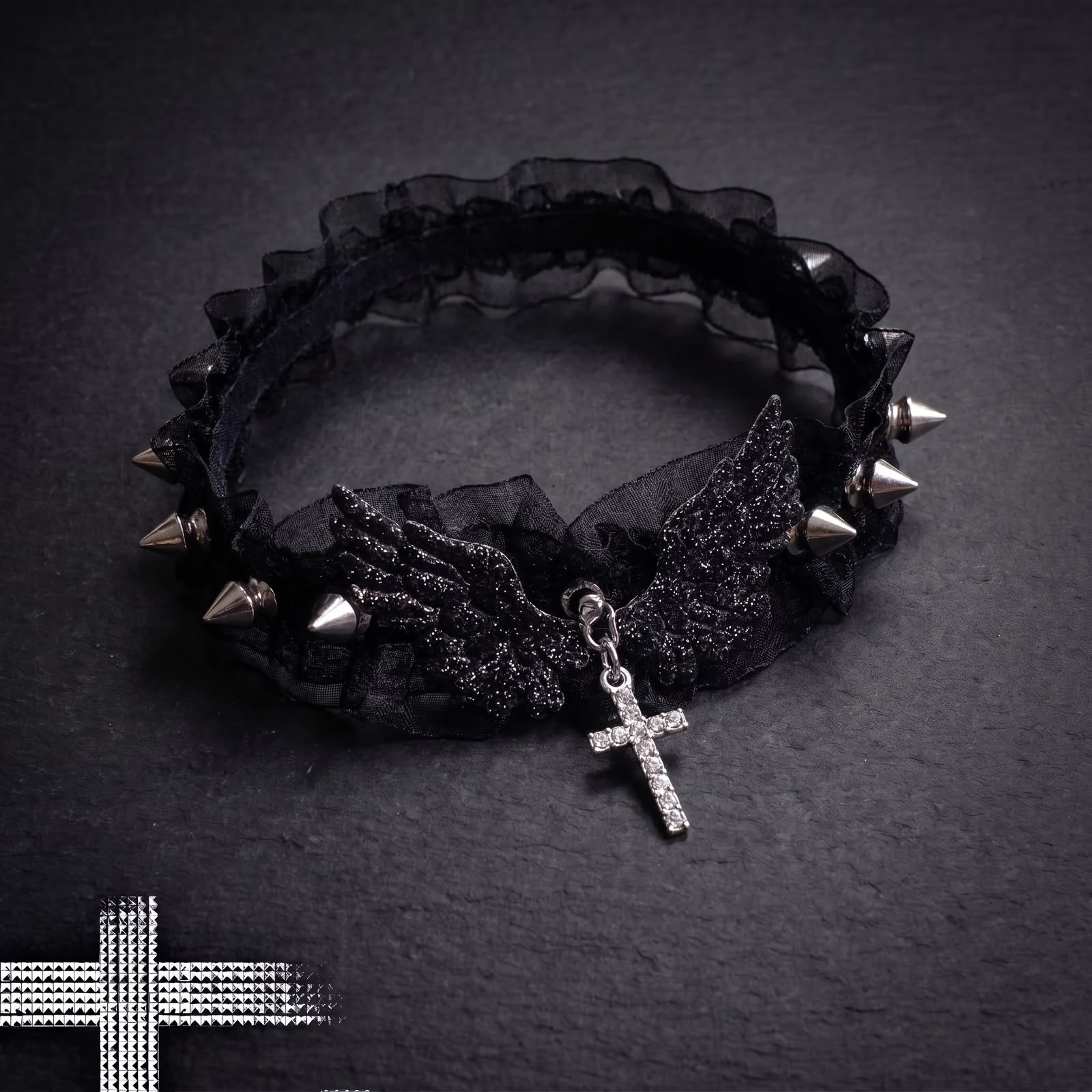 Choker Gótico de Renda Lolita "Dark Heart"