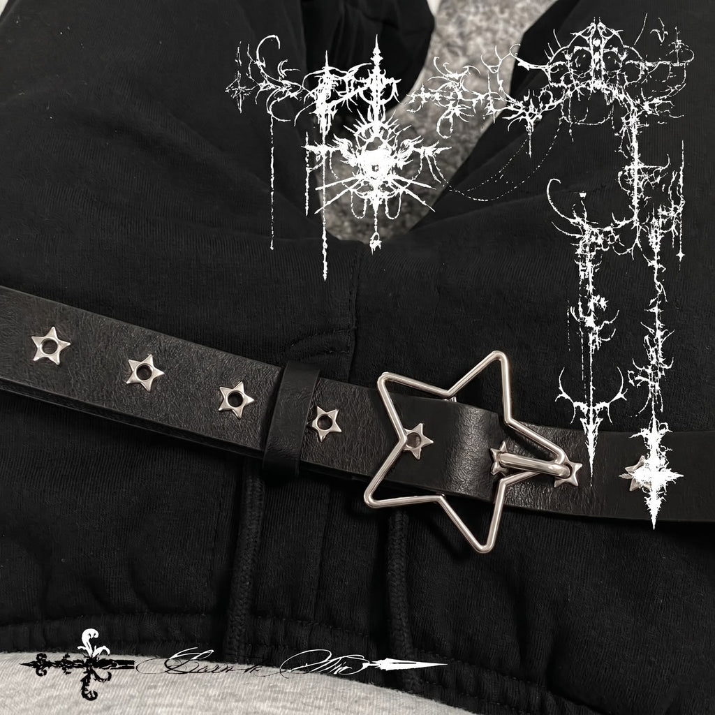 Cinto Gótico Y2K Dark Star com Ilhós