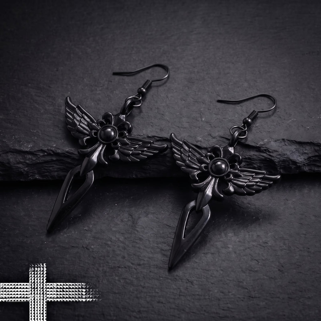 Brincos Cruz Metal Preto