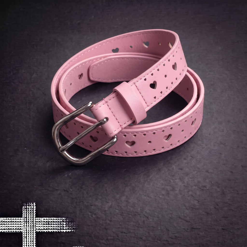 Cinto Y2K Rosa com Strass Estilo Coreano