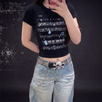 Camiseta Cropped Estampa Musical Y2k