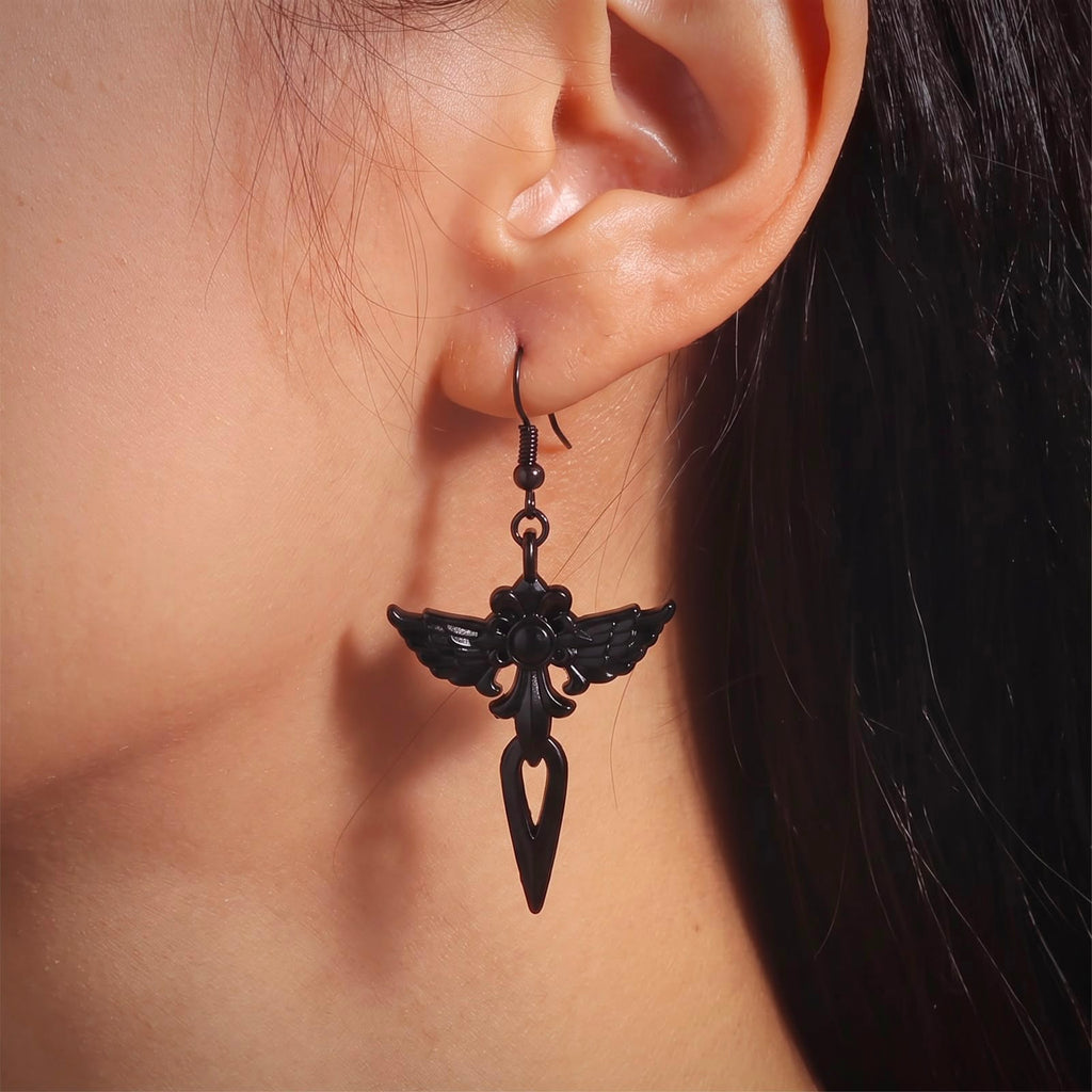 Brincos Cruz Metal Preto
