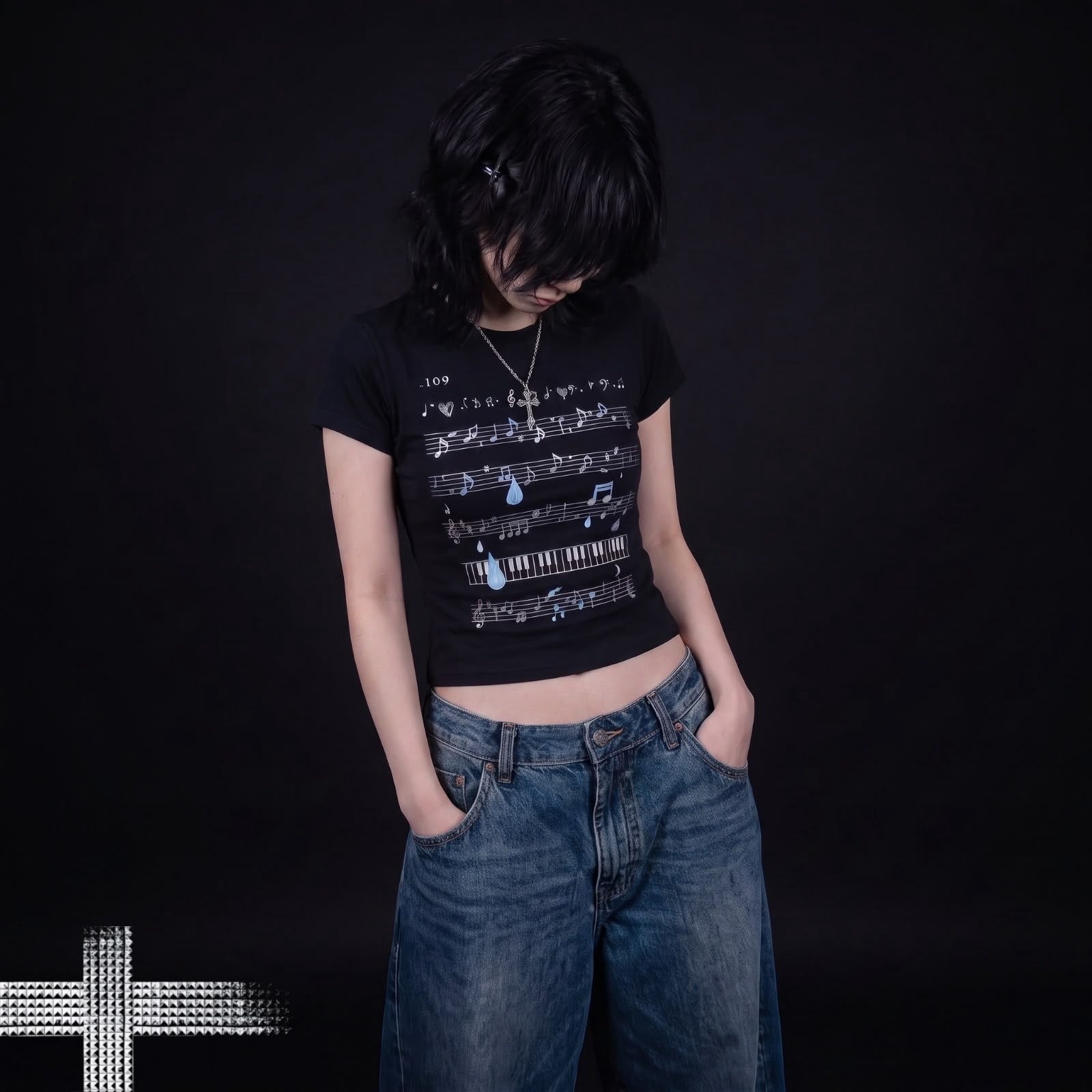 Camiseta Cropped Estampa Musical Y2k
