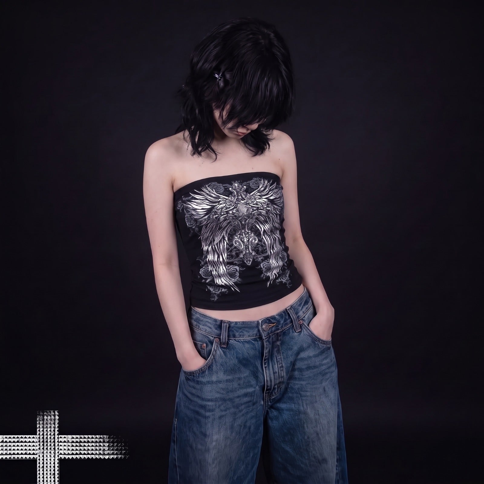 Top Tubo Cropped Tomara Que Caia Gótico Y2K