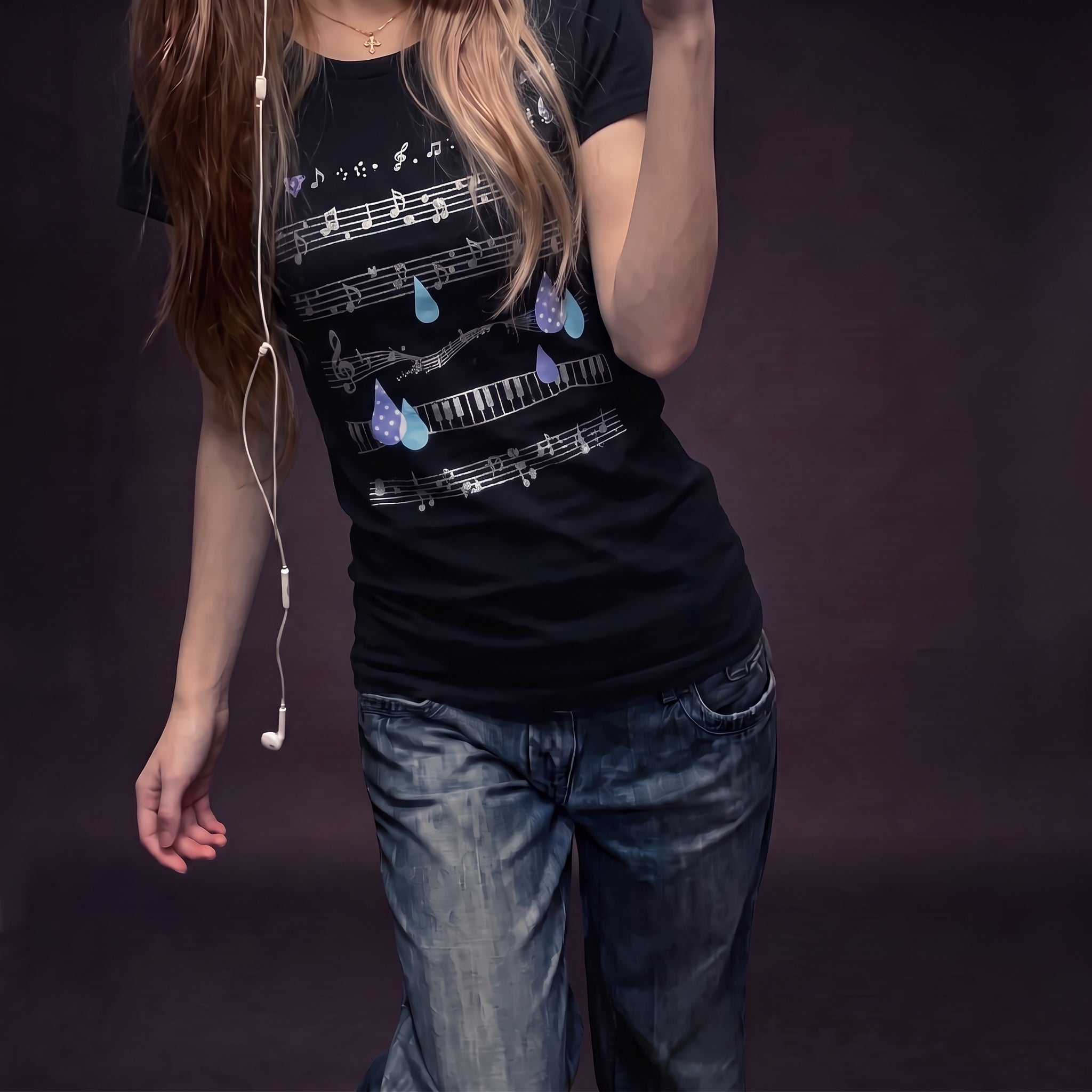 Camiseta Cropped Estampa Musical Y2k