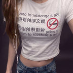 Camiseta Emo Punk Y2K Estampa Satírica "No Smoking"