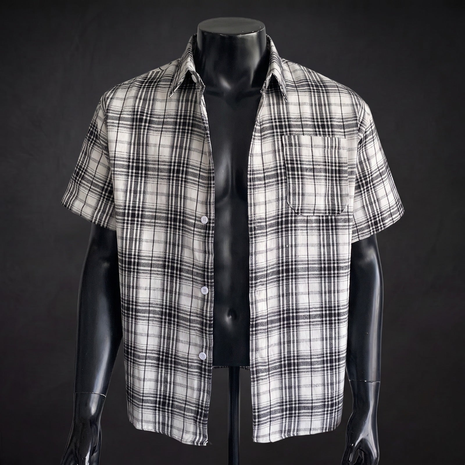 Camisa Xadrez Branca de Manga Curta | Vamp Kiss