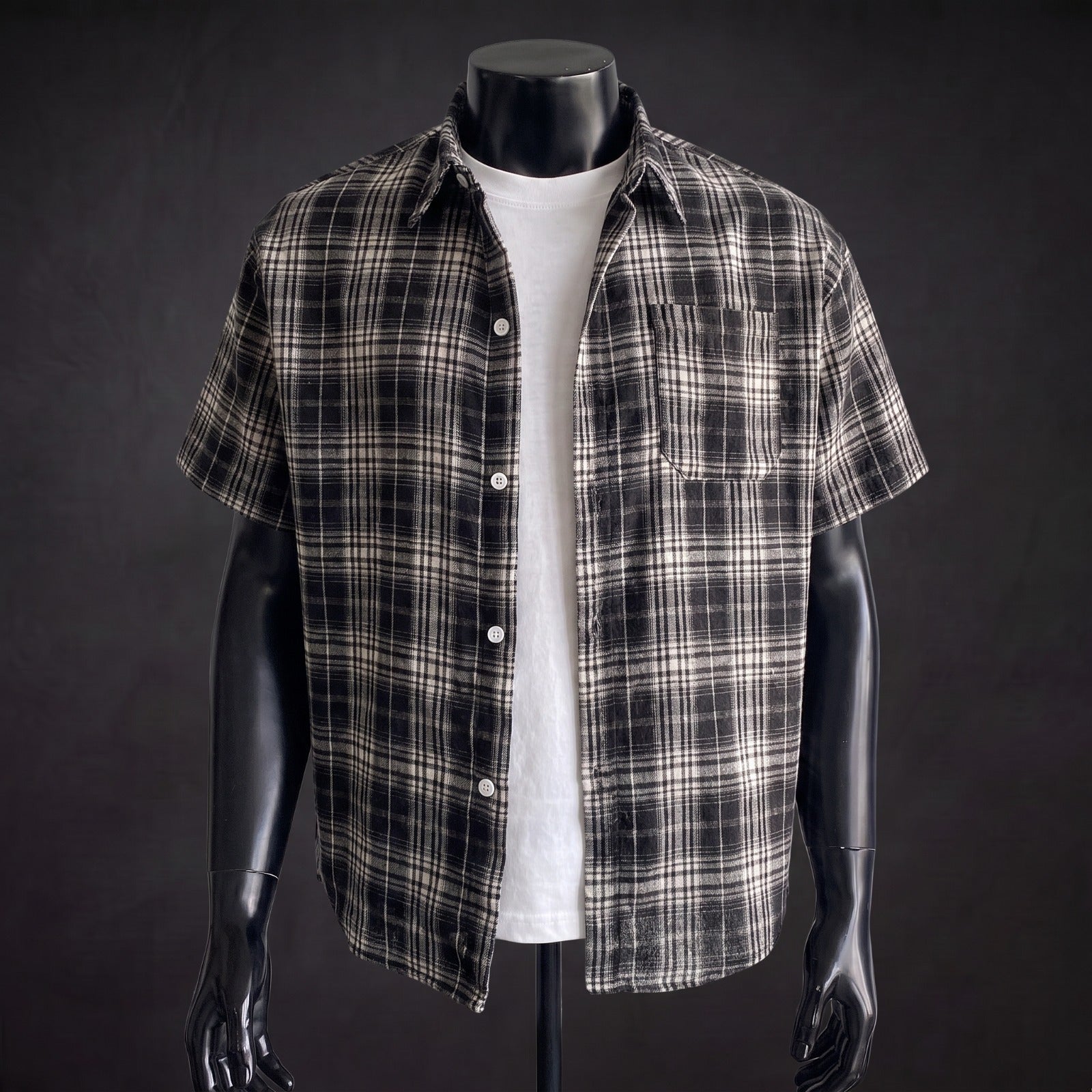 Camisa Xadrez Branca de Manga Curta | Vamp Kiss